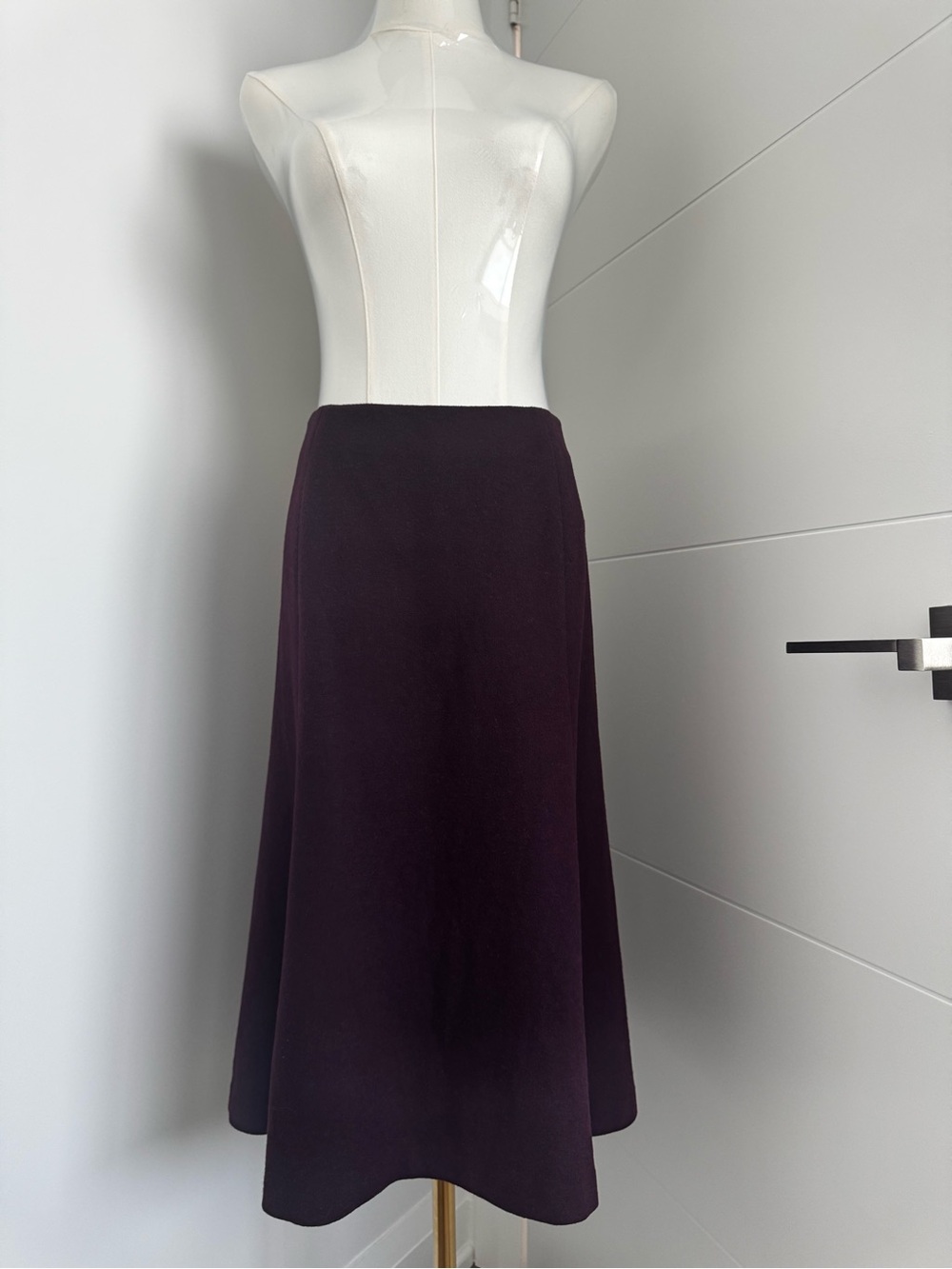 Uniqlo Deep Plum Wool Blend Flare Maxi Skirt S